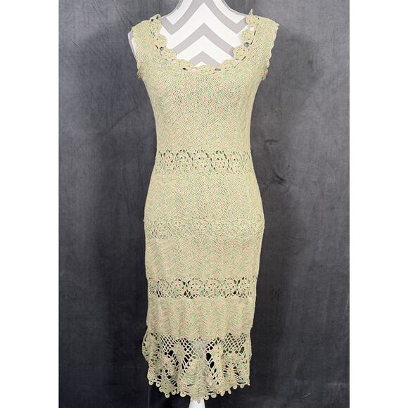 Vintage Kroshetta by Papillion Green & Pink Lined Maxi Dress Size XS Bnfts Chrty - Picture 1 of 10